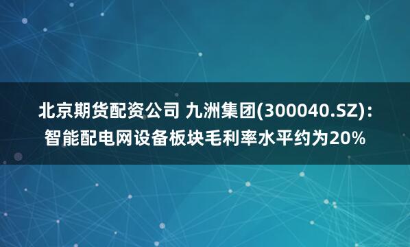 北京期货配资公司 九洲集团(300040.SZ)：智能配电网设备板块毛利率水平约为20%